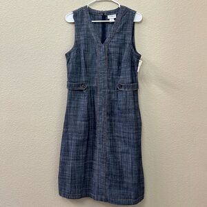 elegant sleeveless denim dress with pockets ; jean midi dress new with tag